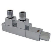 Комплект термостатический SCHLOSSER Duo-plex Square для стальных труб GZ1/2 х GW1/2 белый (форма угловая, левый), арт. 605900066